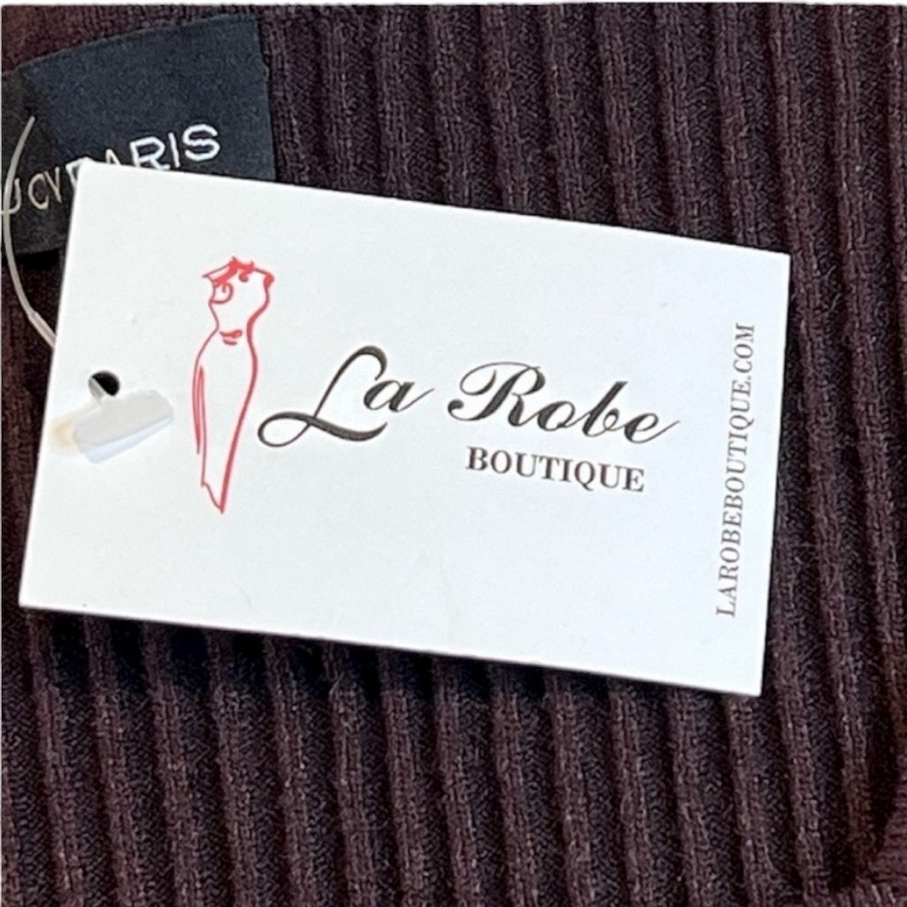 LUCY PARIS Calais Knit Sweater, Fitted, Long Sleeve, Color Brown, Size‎ Large - Picture 5 of 12